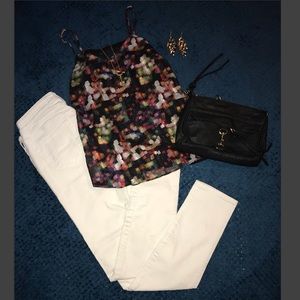 Blur color tank with black sheer tank under